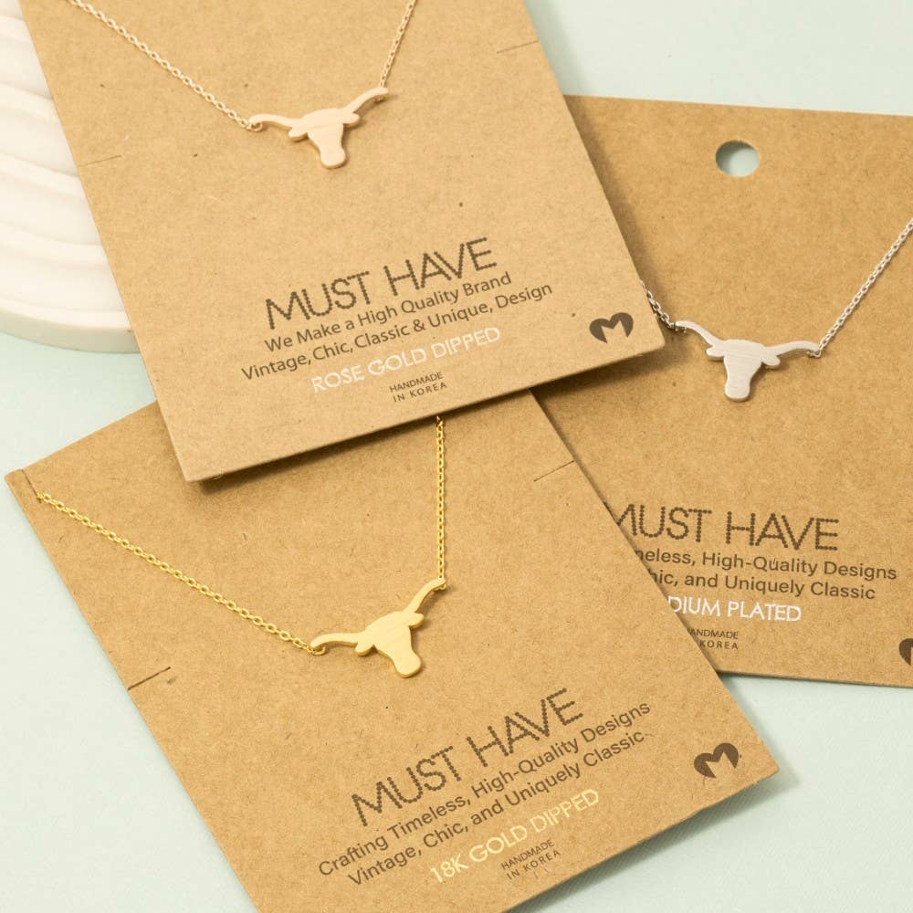 Dainty Bull Head Pendant Necklace: G