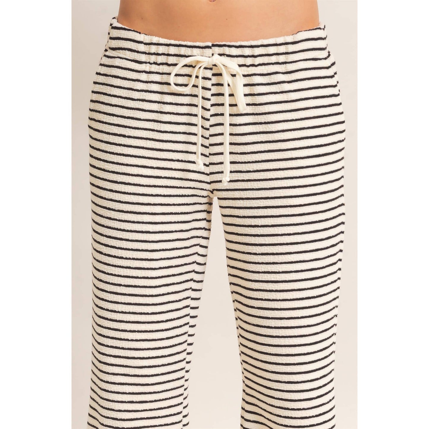 Striped Wide Leg Pants - Cream/Black