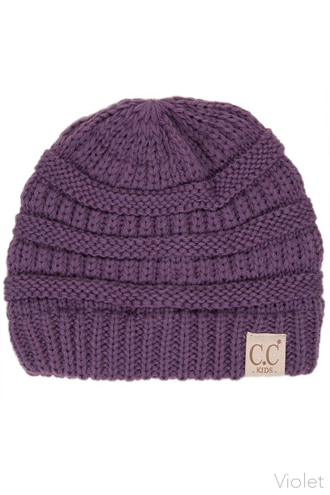 C.C Kids Solid Classic Knit Beanie: Dark Melange Gray