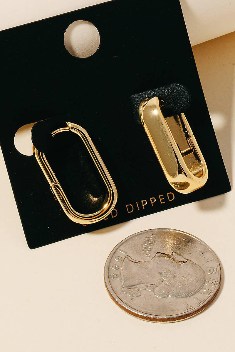 Gold Dipped Wide Oval Hinge Hoop Earrings: Gold