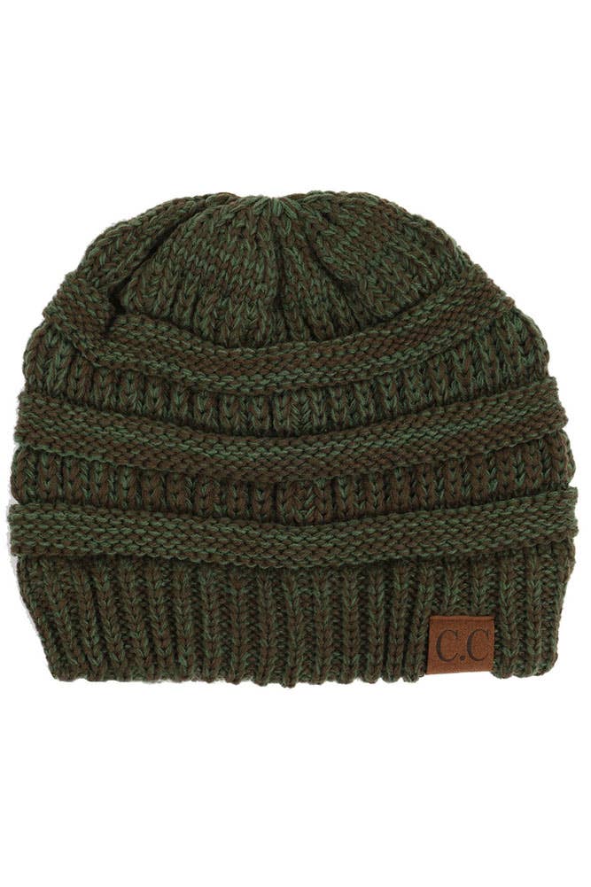 C.C Two Tone Color Knit Beanie: 005
