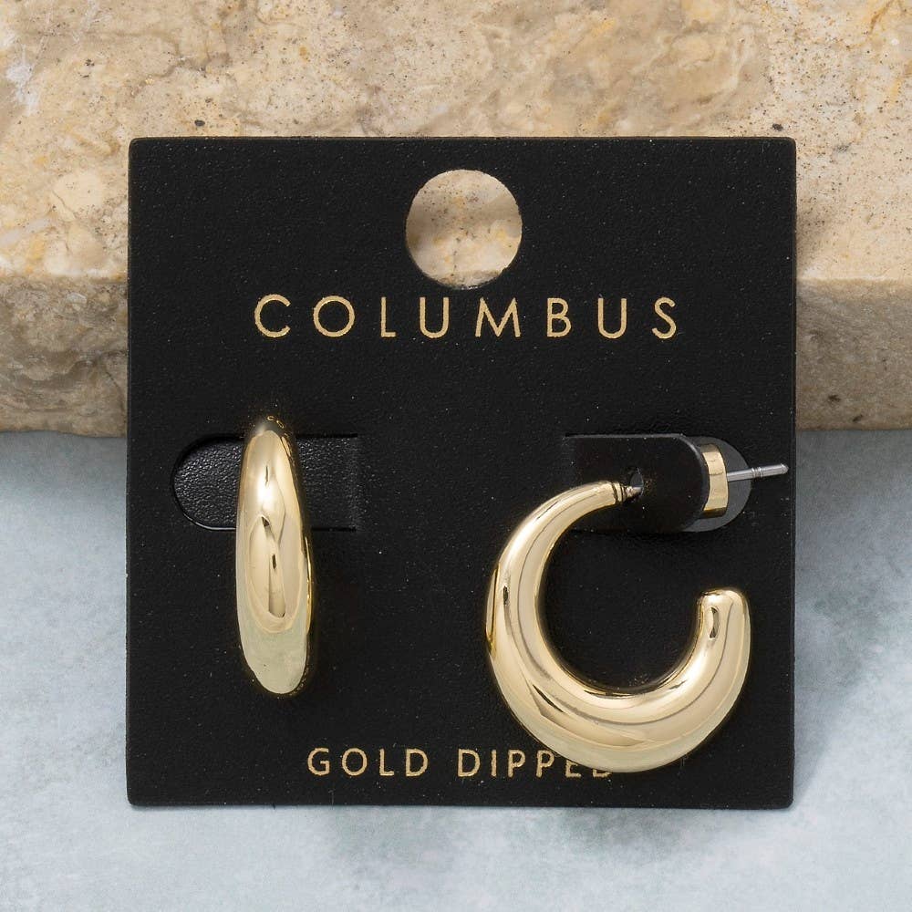 Gold Dipped Simple Hoop Earrings: GOLD