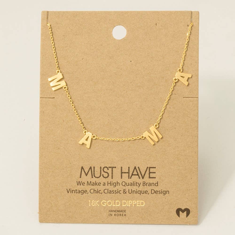 Gold Dipped Mama Station Charm Necklace: G