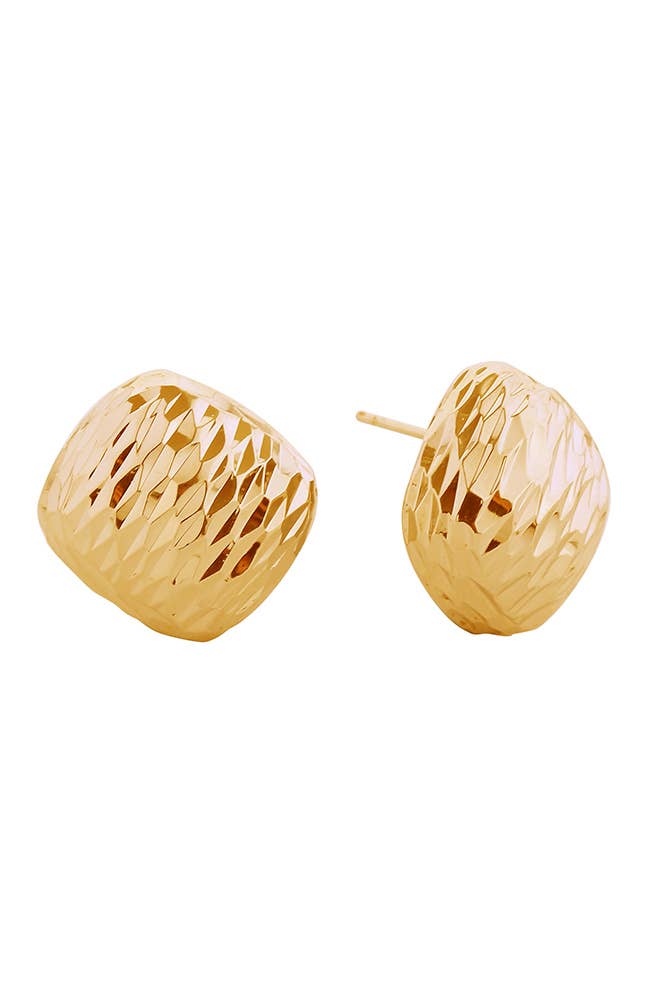 14K Textured Dome Post Earrings: Gold