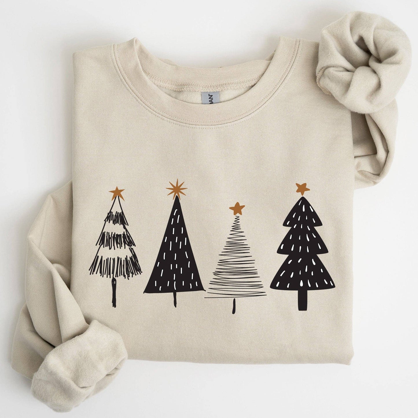 Minimalist Christmas Tree Sweatshirt: Sand