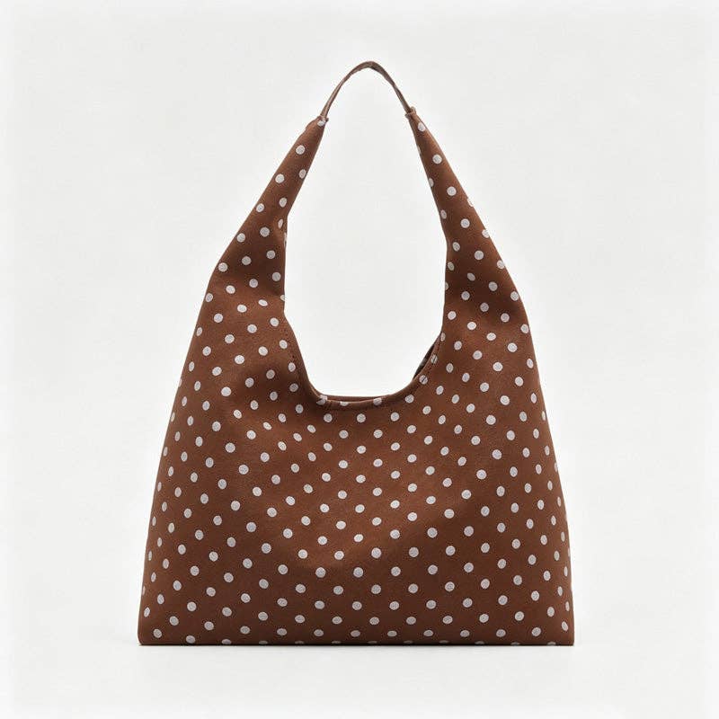 Polka Dot Hobo Bag: Brown/White