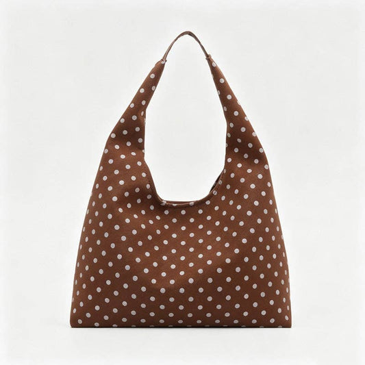 Polka Dot Hobo Bag: Brown/White
