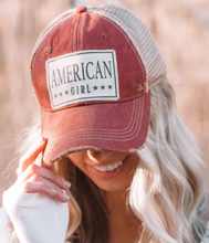 Load image into Gallery viewer, American Girl Distressed Trucker Hat Baseball Cap
