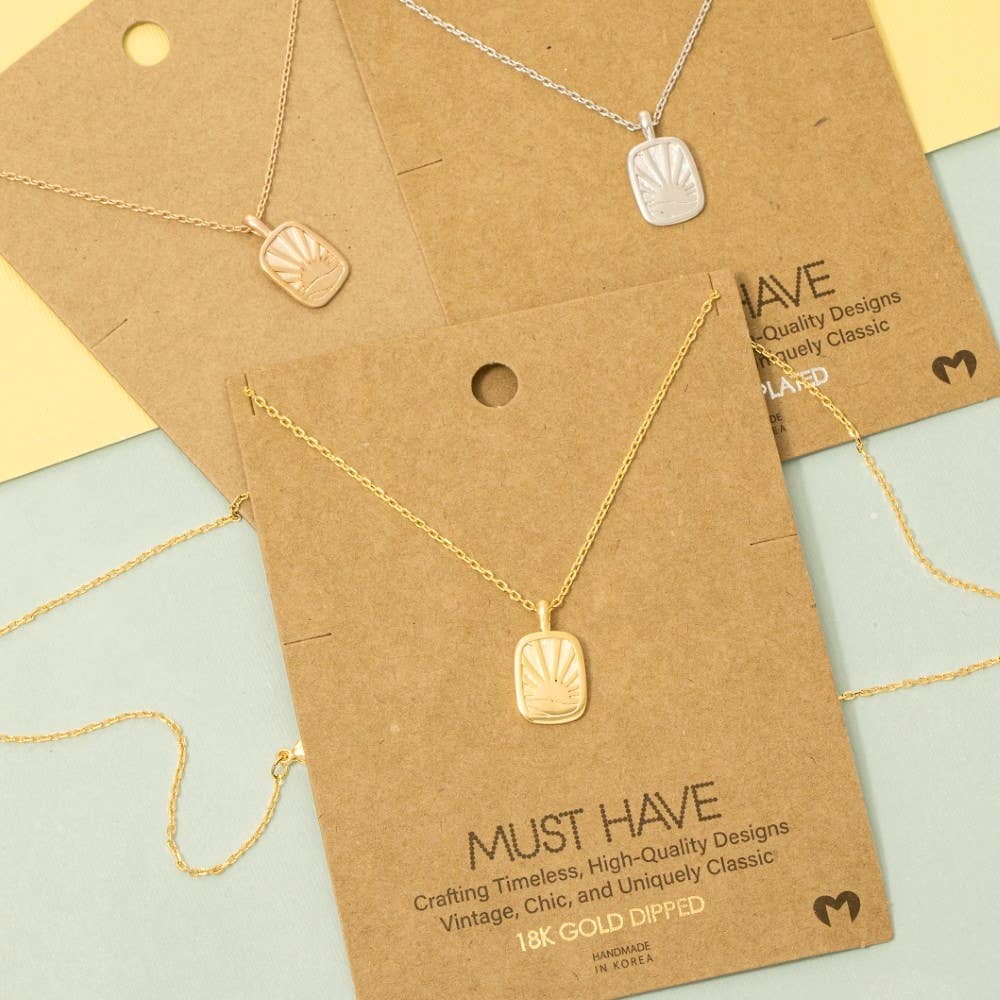 Gold Dipped Sun Rise Pendant Necklace: G