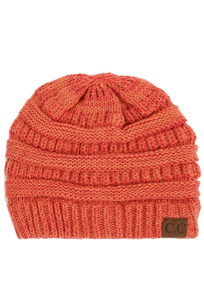 C.C Two Tone Color Knit Beanie: 005