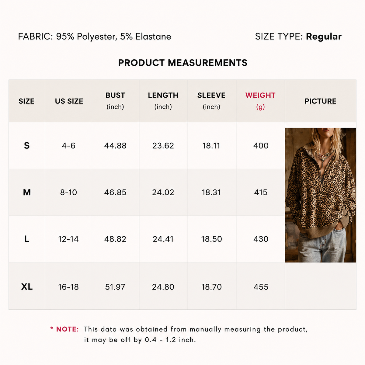 Leopard Print Half Zip Oversized Pullover Sweatshirt: Coffee / 95%Polyester 5%Elastane / L