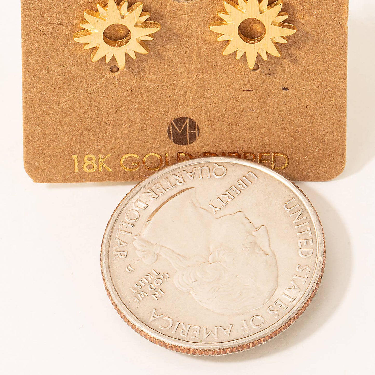 Gold Dipped Mini Sun Stud Earrings: G