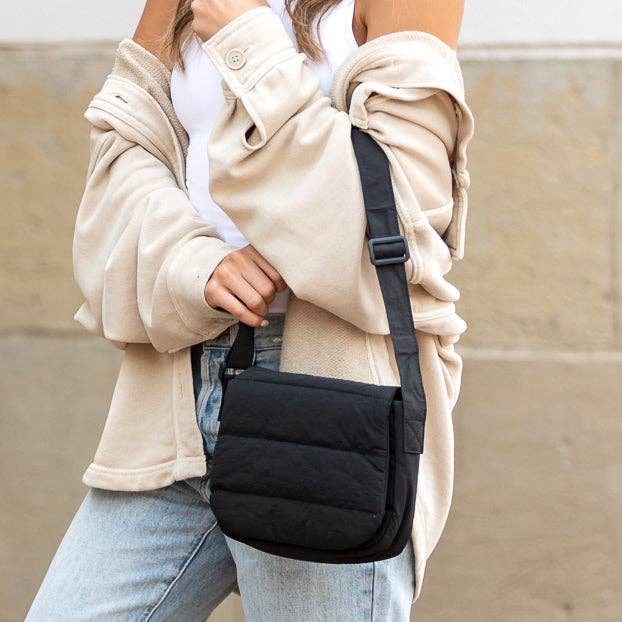 Afton Quilted Foldover Crossbody: Olive