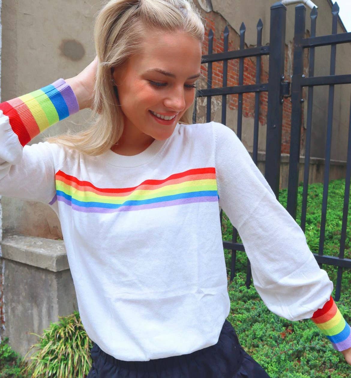 Izzy Puff Sleeve Rainbow Sweater