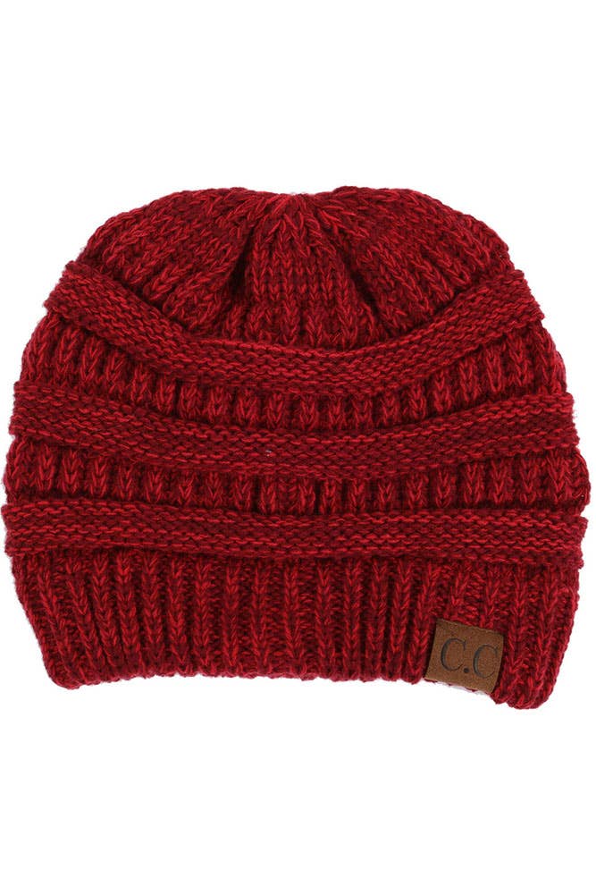 C.C Two Tone Color Knit Beanie: 005