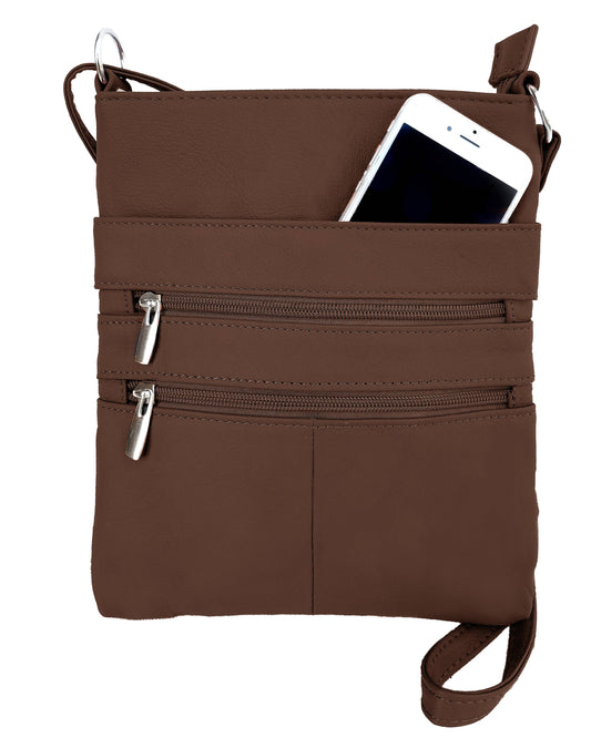 Genuine Leather Crossbody/Shoulder Bag: Brown