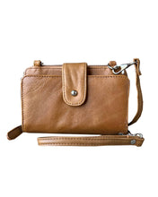 Load image into Gallery viewer, Genuine Leather Phone Pouch With Shoulder Strap: Light Brown
