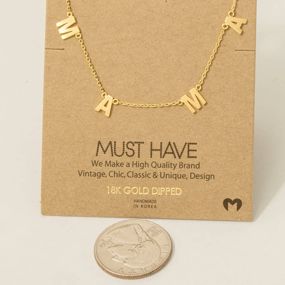Gold Dipped Mama Station Charm Necklace: G