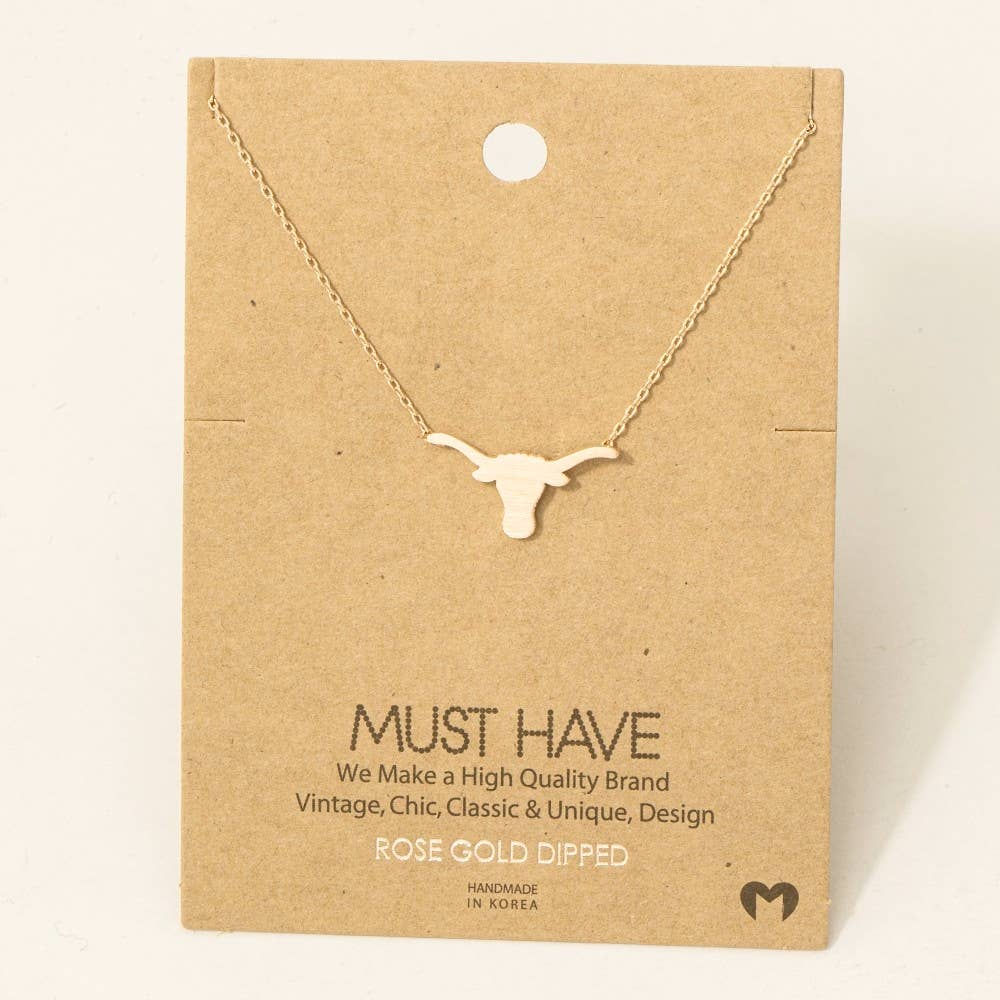 Dainty Bull Head Pendant Necklace: G