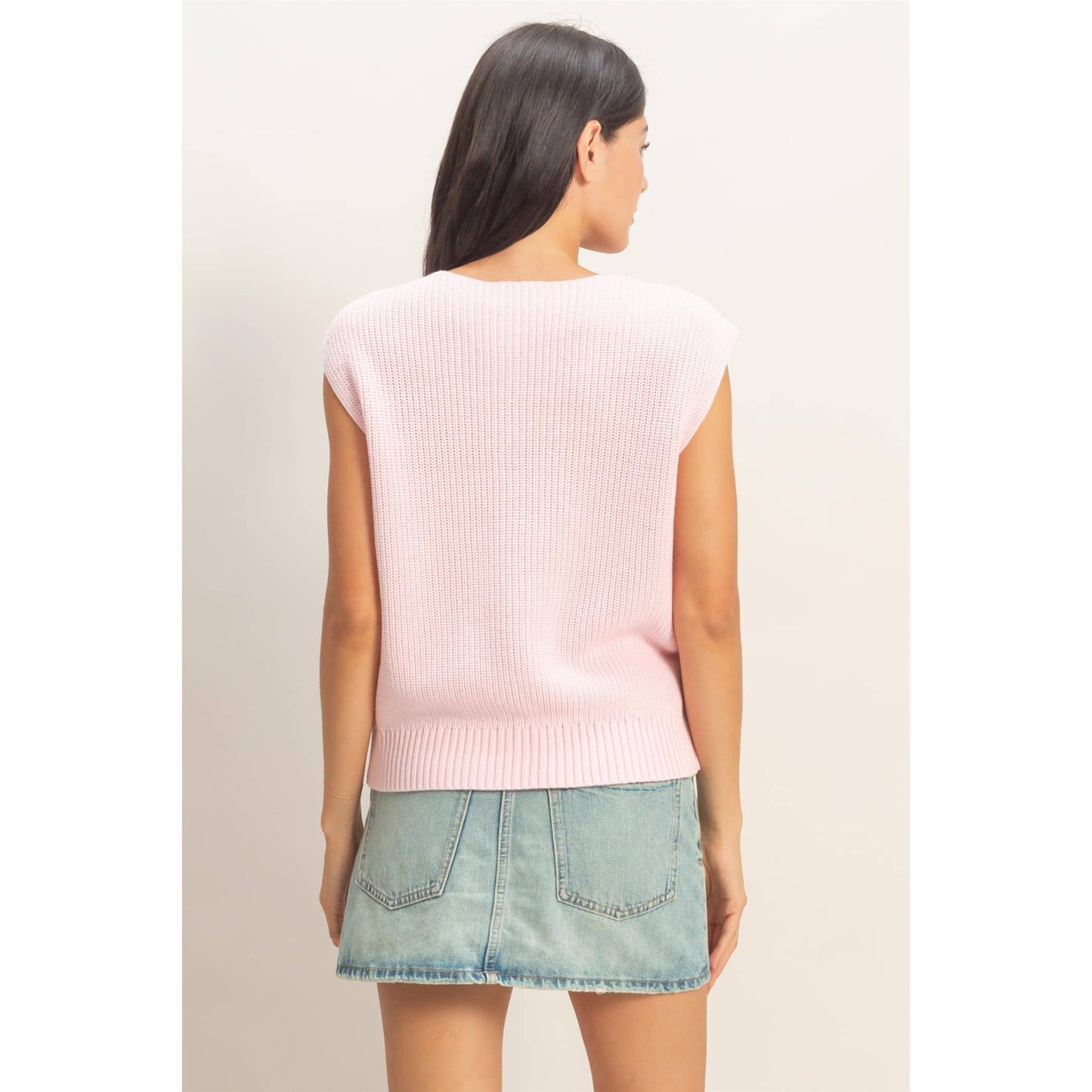 Kayleigh Sleeveless Button-Up Ribbed Vest