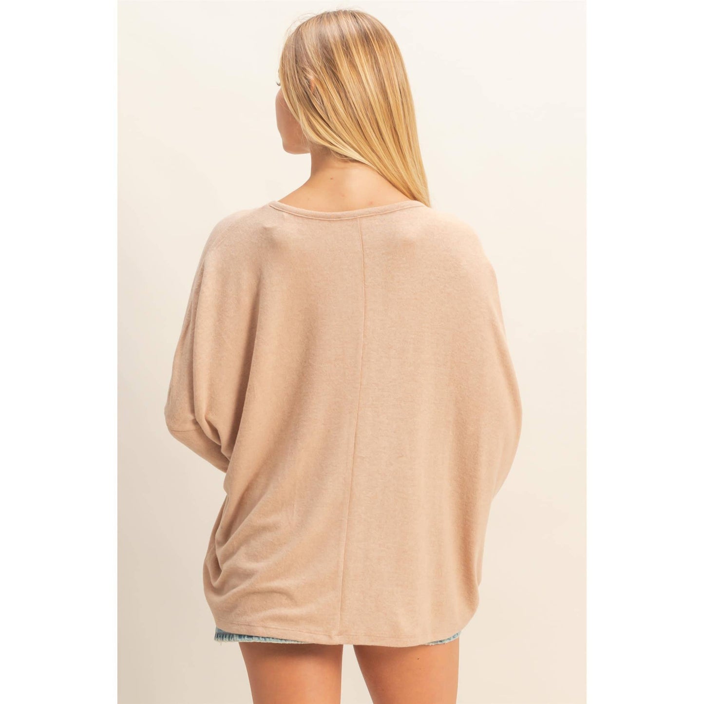 Riley Relaxed Fit Dolman Long Sleeve Top -Dark Taupe