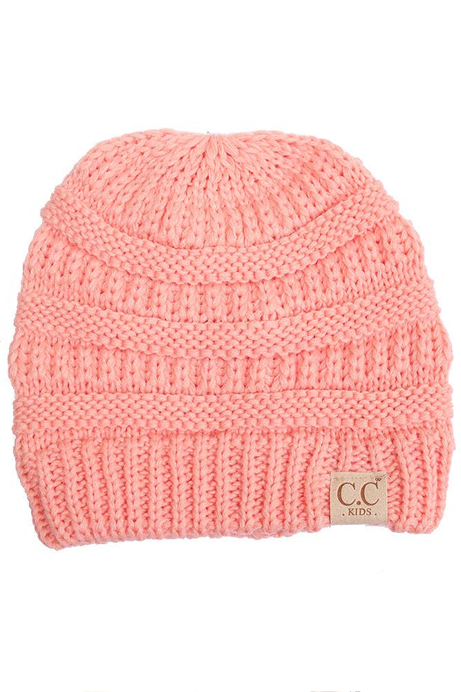 C.C Kids Solid Classic Knit Beanie: Dark Melange Gray