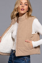 Load image into Gallery viewer, Payton Corduroy Puffer Vest With Faux Fur Inner Liner
