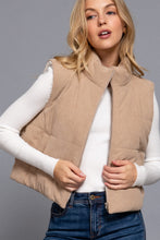 Load image into Gallery viewer, Payton Corduroy Puffer Vest With Faux Fur Inner Liner
