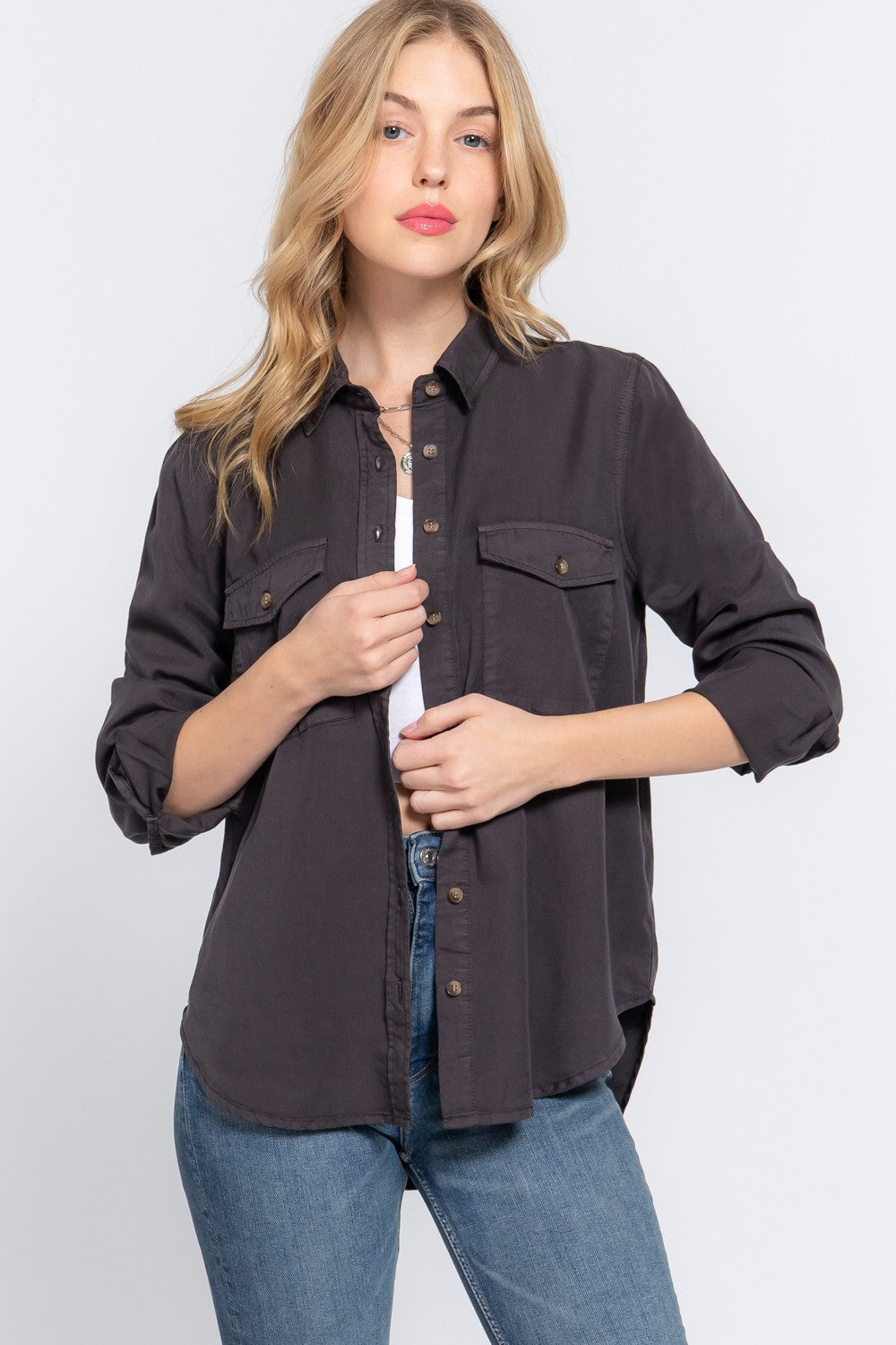 Tatum Button Up Tencel Top