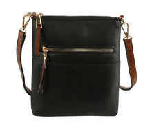 Load image into Gallery viewer, Black Crossbody Bag With Brown Strap
