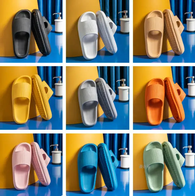 Black Pillowy Soft Slides In Black
