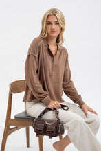 Load image into Gallery viewer, Thea Brown Henley Top
