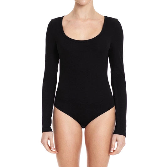 Ribbed Scoop Neck Body Suit - Black Or White