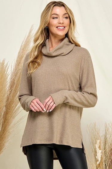 Camryn Ribbed Cowl Neck Pullover