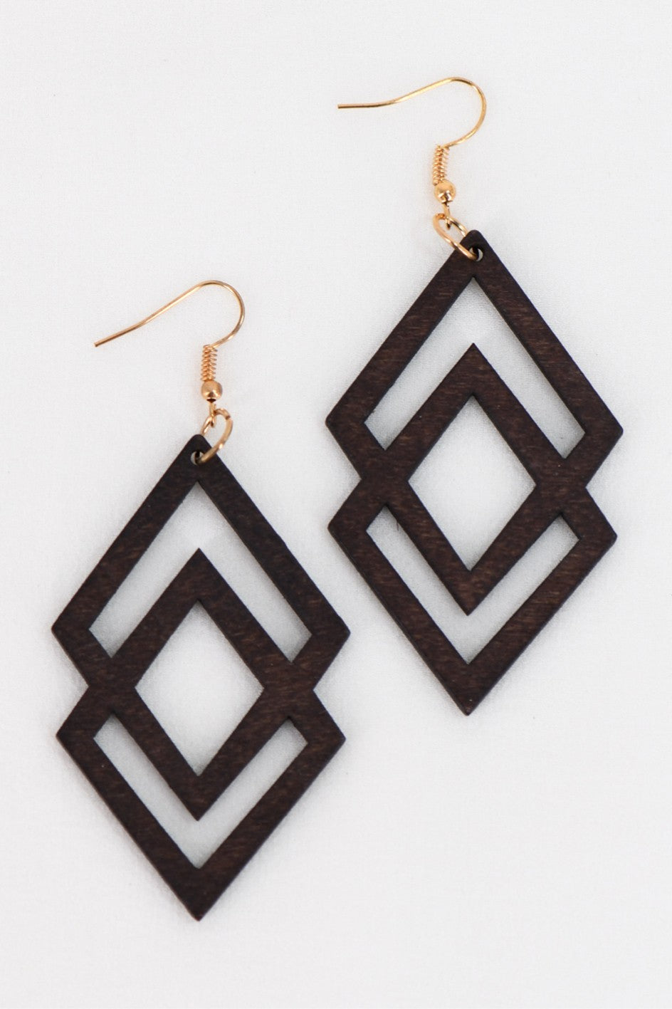 Chevron Lasercut  Wooden Earrings - Dark Brown