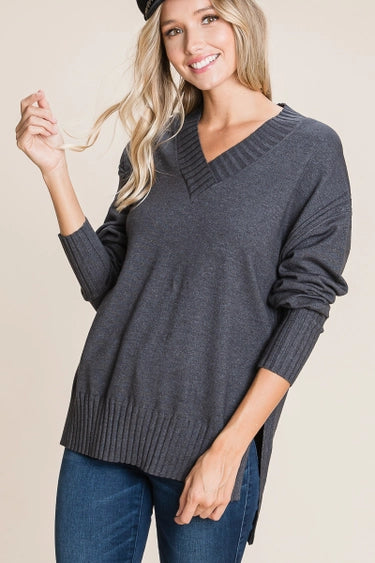 Ella Buttery Soft Hi Low Vneck Sweater