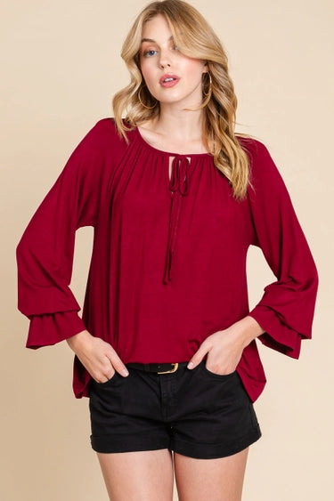 Kaleigh Keyhole Peasant Top