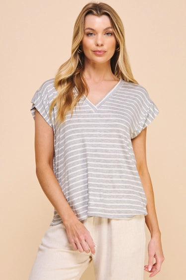 Sydney Striped V-Neck Casual Top