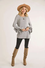 Load image into Gallery viewer, Hailey Heather Grey Ruffle Sleeve Top
