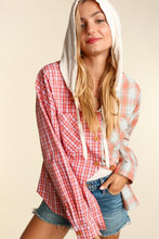 Load image into Gallery viewer, Piper Plaid Hoodie Button Down
