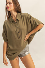 Load image into Gallery viewer, Hailey Half Placket Woven Shirt - Dark Olive
