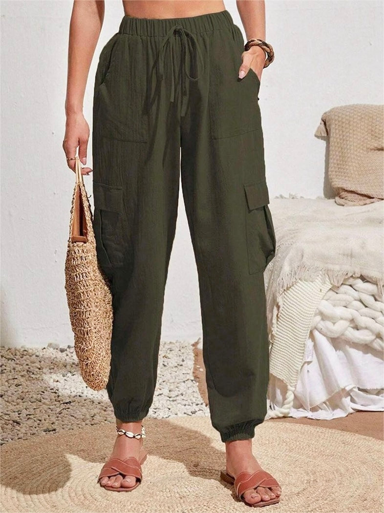 Dark Green Cargo Joggers