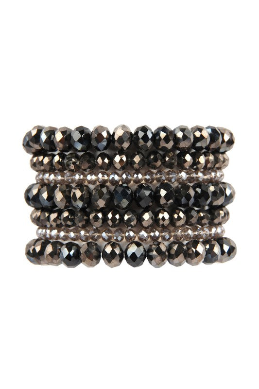 Glass Bead Multi Strand Stretch Bracelet