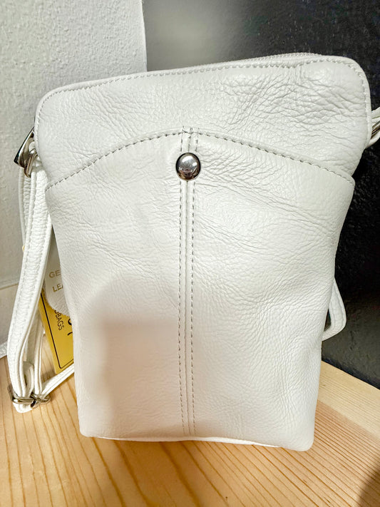 Genuine Cowhide Mini Crossbody - White