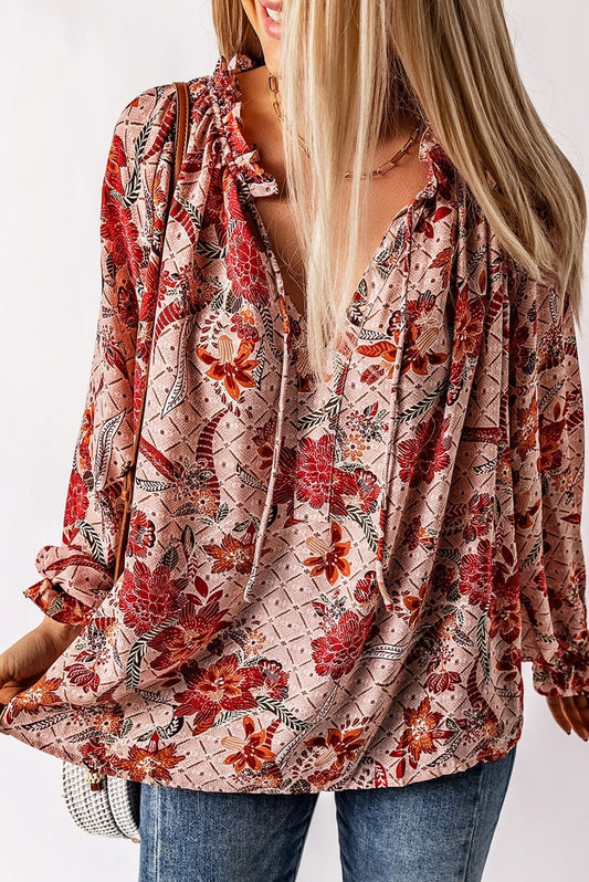Lindy Split Neck Floral Blouse