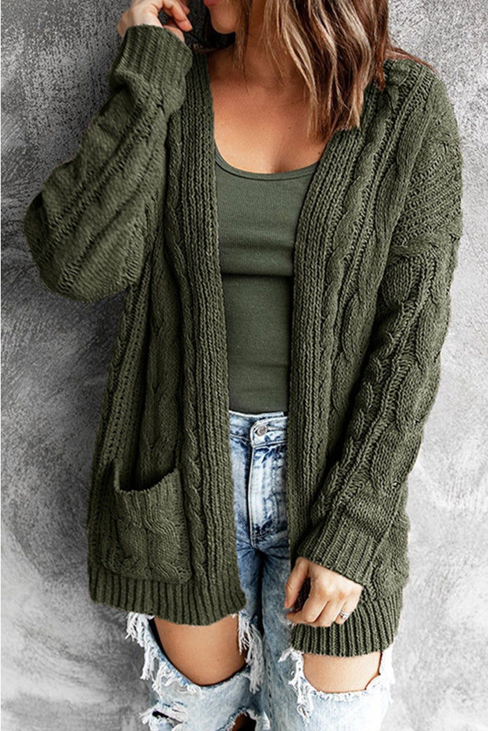 Aliyah Army Green Knit Cardigan