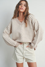 Load image into Gallery viewer, Celeste Checkered &amp; Striped Patter Sweater
