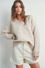 Load image into Gallery viewer, Celeste Checkered &amp; Striped Patter Sweater
