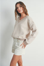 Load image into Gallery viewer, Celeste Checkered &amp; Striped Patter Sweater
