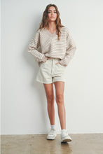 Load image into Gallery viewer, Celeste Checkered &amp; Striped Patter Sweater
